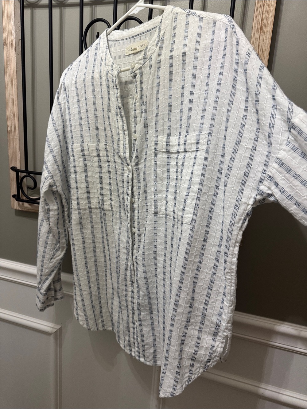 Lou & Grey White Shirt with Blue Vertical Stripes - Picture 8 of 11